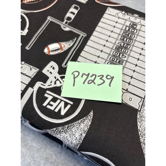 NFL Football-Themed Cotton Fabric Black with Helmets & Yard Lines 1/2 yard x 58" - Picture 4 of 4
